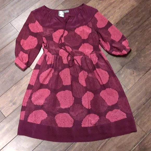 Girls From Savoy Bouquet Toss 100% Silk Dress by Anthropologie SIZE 4 - Picture 3 of 8